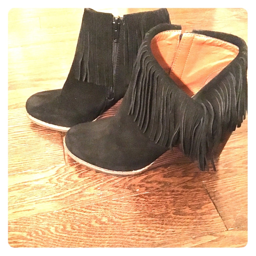 Lucky Brand Suede Leather Wedge Booties Sz 7.5